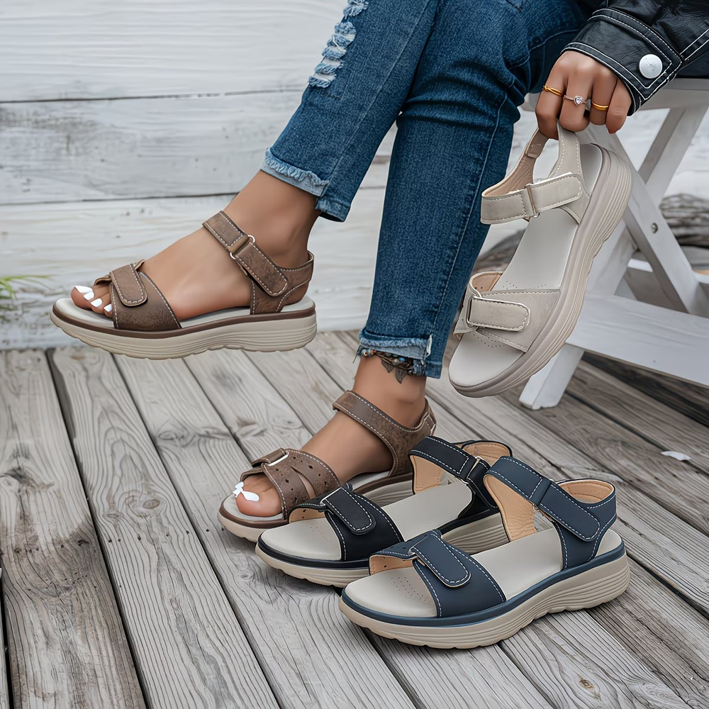🔥2026 Summer Best Seller — Last Day Sale 50% OFF!Women's Adjustable Ankle Strap & Instep Wedge Sandals