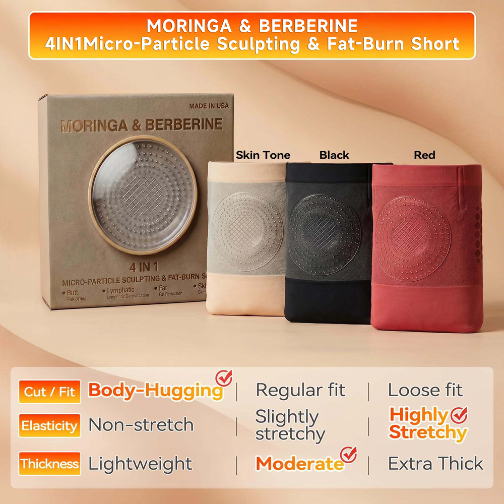 🛡️2026 Moringa & Berberine 4-in-1 Micro-Particle Shaping & Fat Burning Shorts